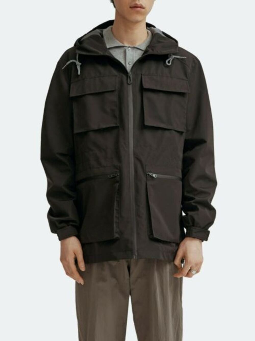 Noize Windbreaker Techno Bonded Hooded Rain Jacket Long Sleeve Black SZ X-Large